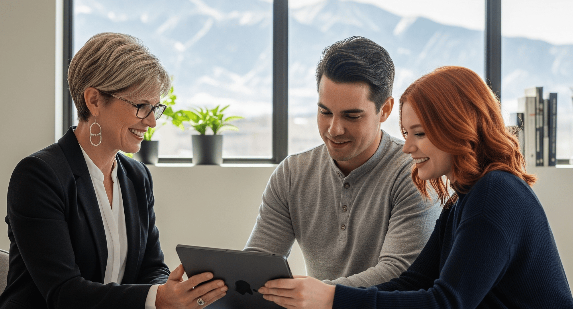 Agent in office with couple-1