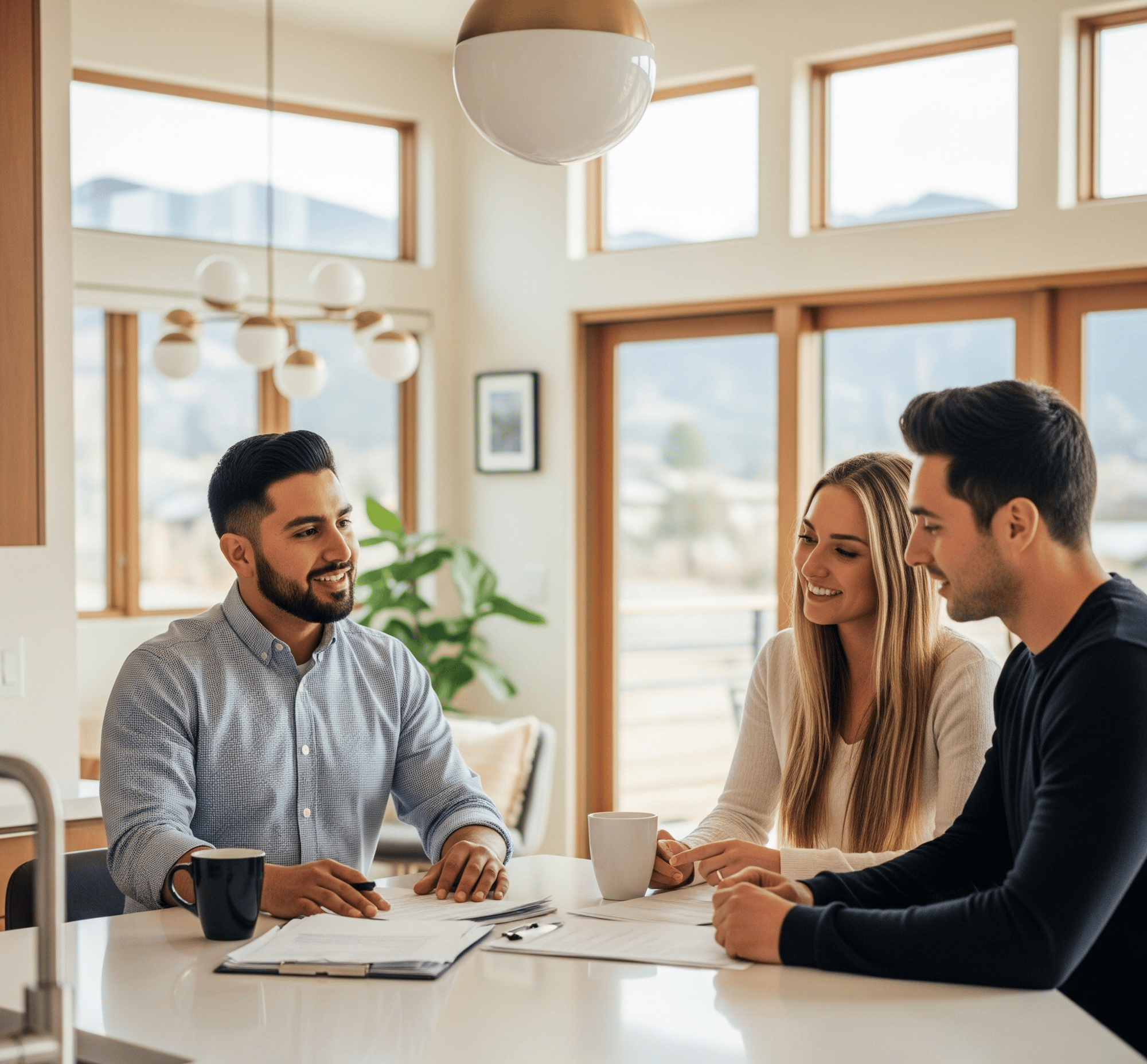 agent at table with couple